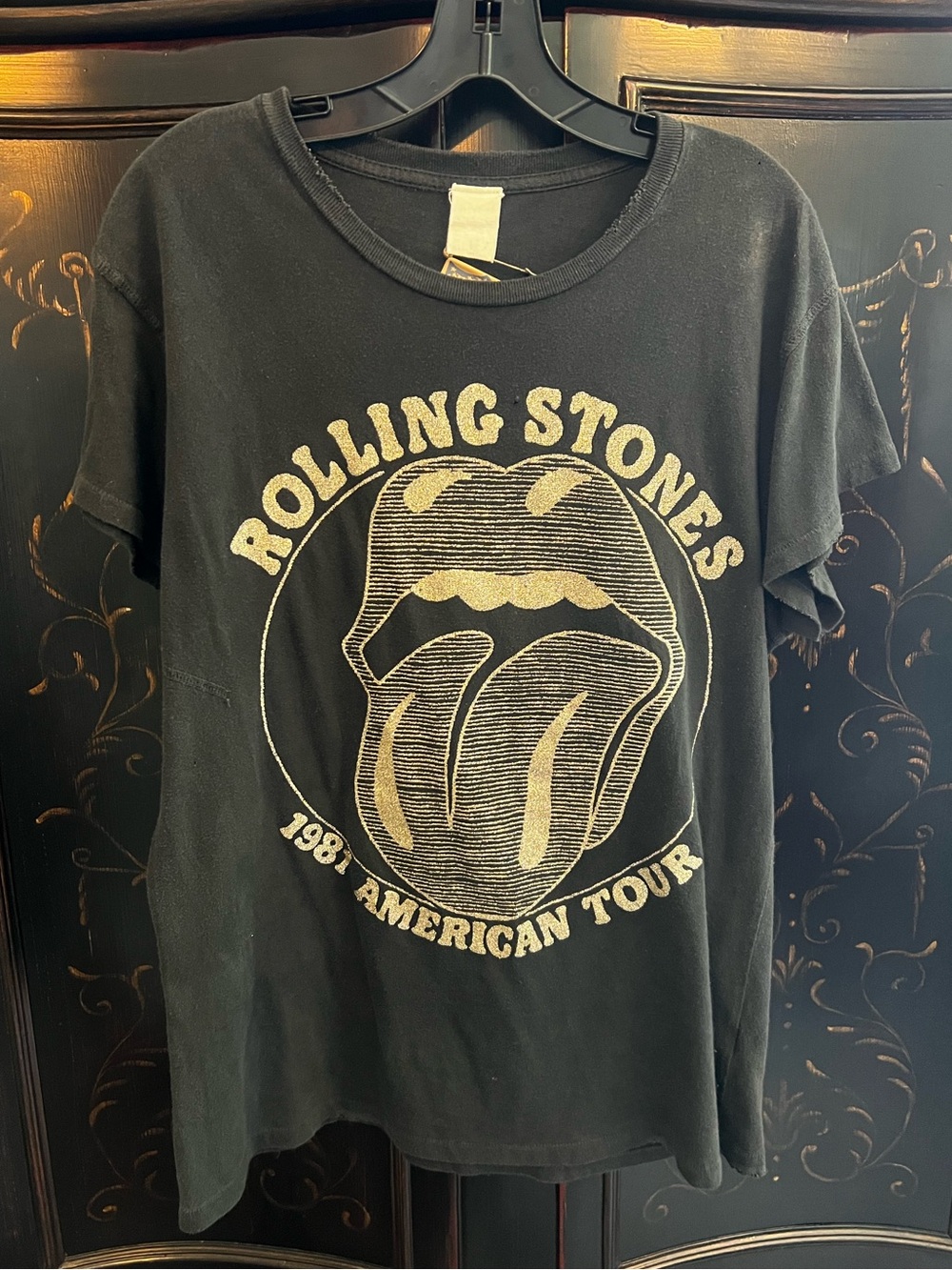 MADEWORN ROLLING STONES
'81 AMERICAN TOUR GLITTER CREW IN
COAL - Size Small NWT